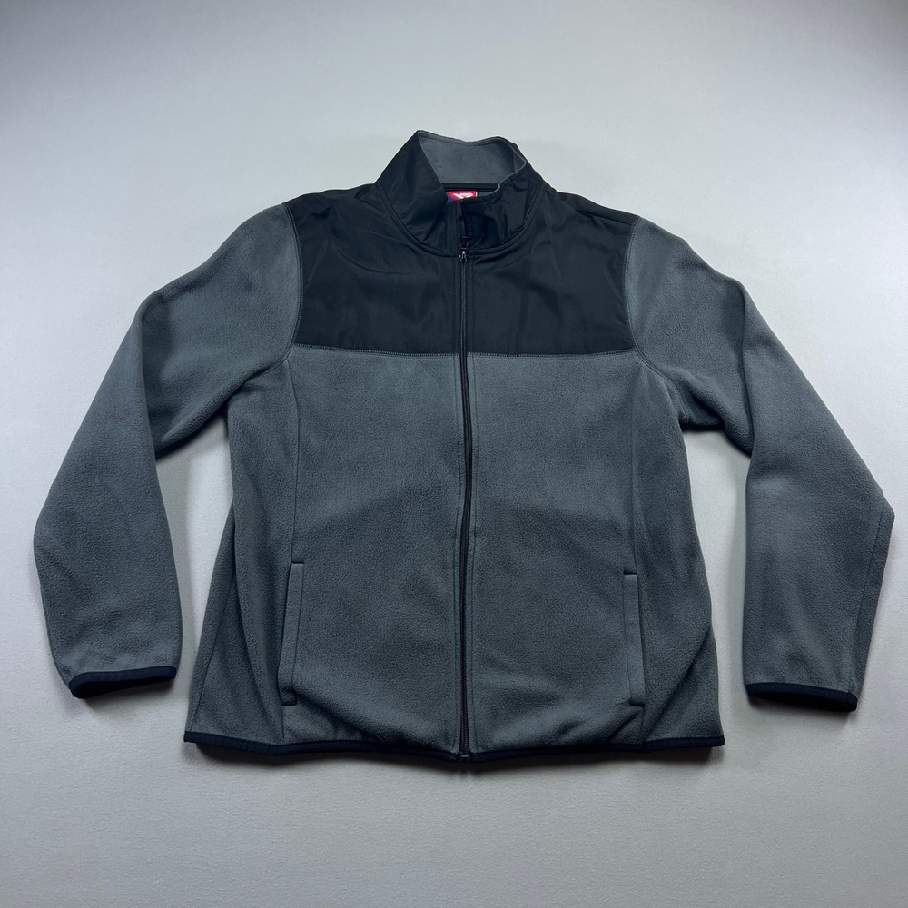 Pony Fleece Jacket Women Large Black Gray Colorblock Full Zip Long Sleeve Winter